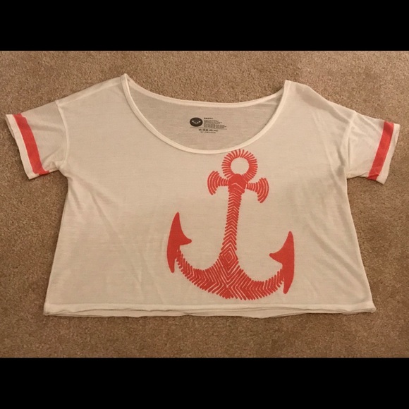 Roxy Pink Anchor Flowy Crop Top Small - Picture 2 of 4